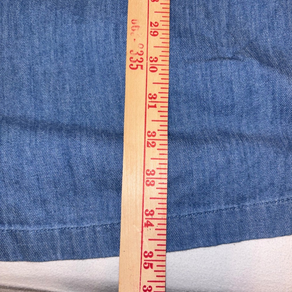 Old Navy Denim Mini Chambray Dress XL Square Neck Puff Sleeve Button Front BoHo - Picture 7 of 7